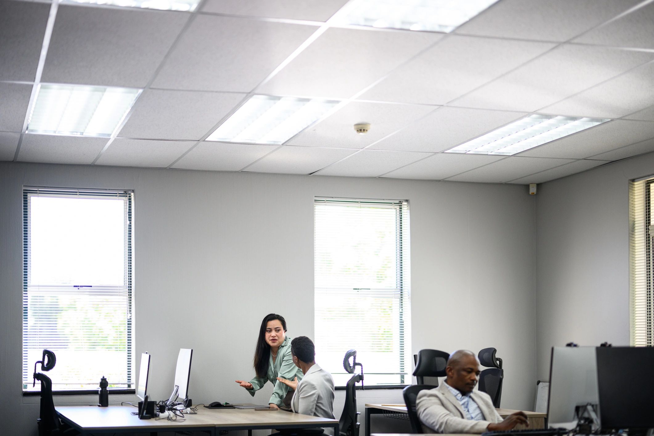 Business professionals working together in a modern office